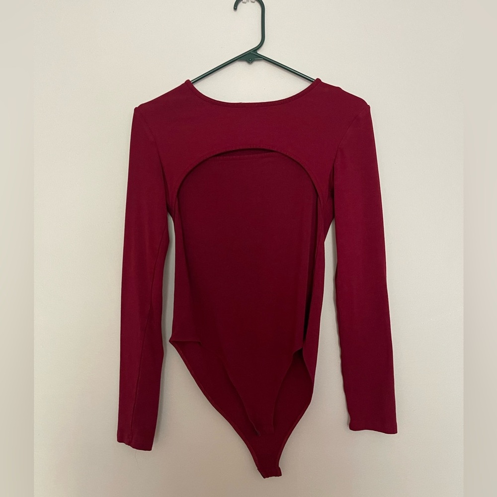 Chic Long Sleeve Burgundy Bodysuit